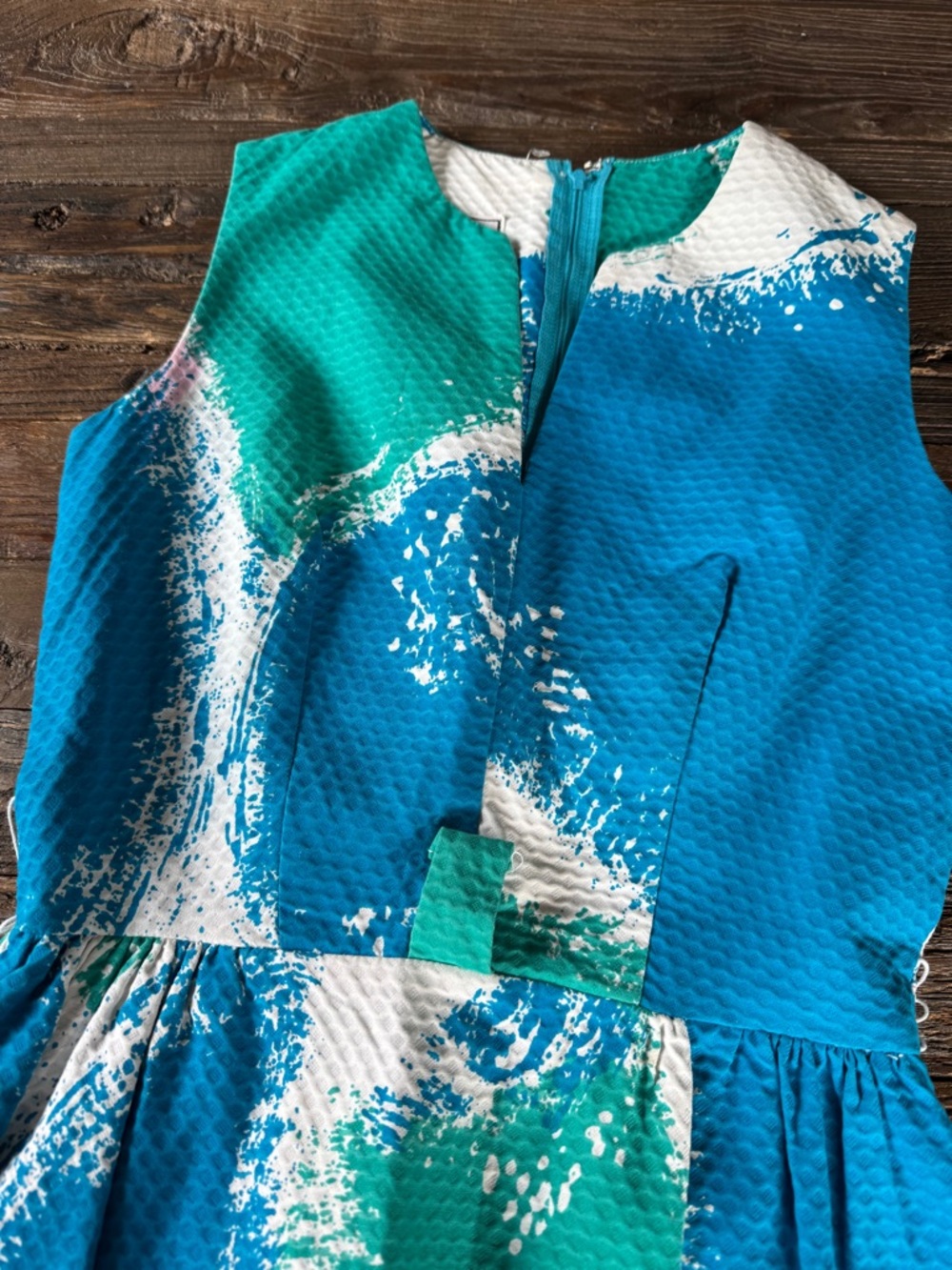 Malia of Honolulu vintage waffle bark cloth maxi Hawaiian sleeveless dress XS - Picture 5 of 10